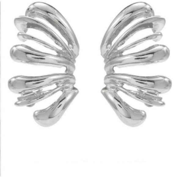 New! Zara Silver Cuff Post Earrings (1057) NWOT - Picture 2 of 3